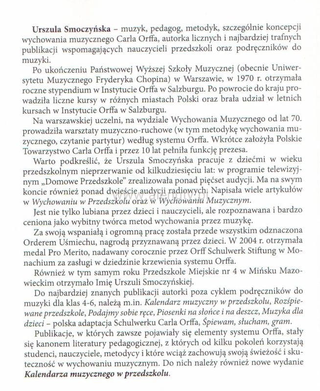 Kalendarz muzyczny w przedszkolu - Smoczyńska (zestaw: książka + 3