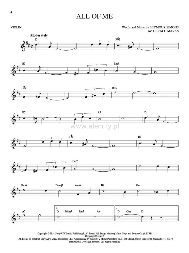 101 Jazz Songs for Violin - nuty na skrzypce - Alenuty.pl księgarnia ...