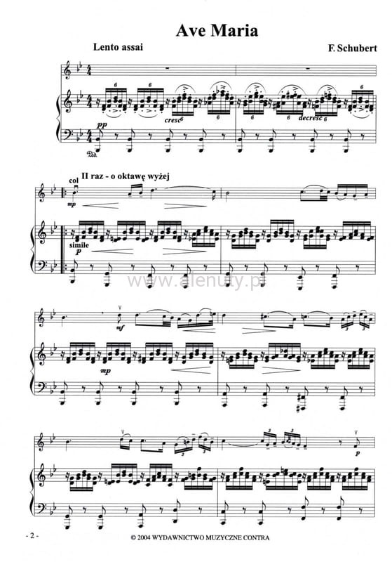 Franz Schubert: Ave Maria - nuty na skrzypce z fortepianem - Alenuty.pl