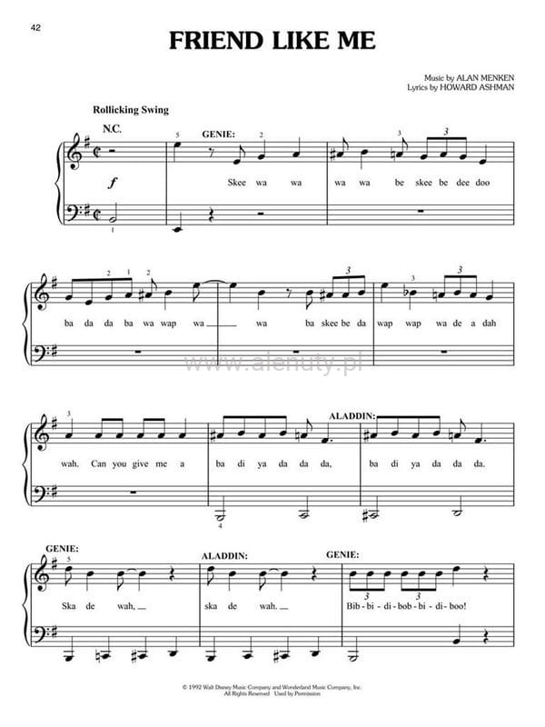 Alan Menken: Aladdin Broadway Musical (Easy Piano) - piosenki z
