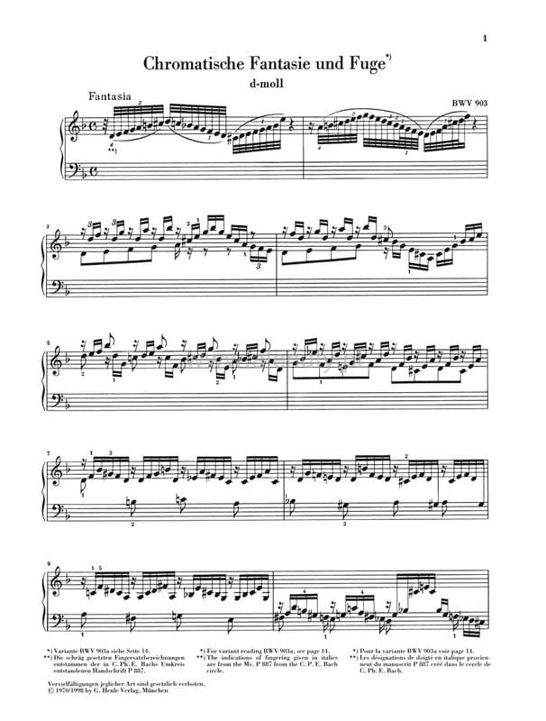 Johann Sebastian Bach: Chromatic Fantasy and Fugue d minor BWV 903 and