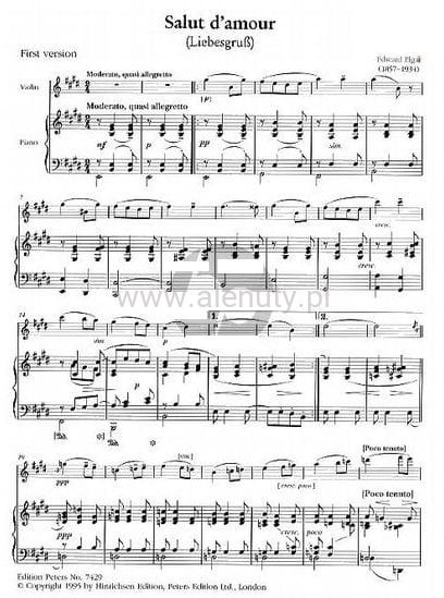 Edward Elgar: Salut d'Amour for violin and piano - nuty na skrzypce i ...