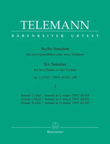 Georg Philippe Telemann: Six Sonatas for two Flutes or two Violins op. 2 TWV 40:101, 102, 104 - sonaty na dwa flety lub dwoje skrzypiec część 1