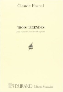 Claude Pascal: Trois Legendes pour clarinette en sib et piano - nuty na klarnet z fortepianem