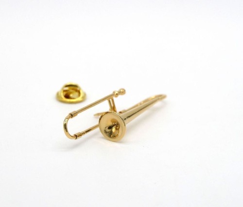 Przypinka puzon - złoty miniaturowy instrument w pudełku prezentowym - wpinka 5,5 cm