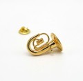 Przypinka tuba - złoty miniaturowy instrument w pudełku prezentowym - wpinka 2,5 cm