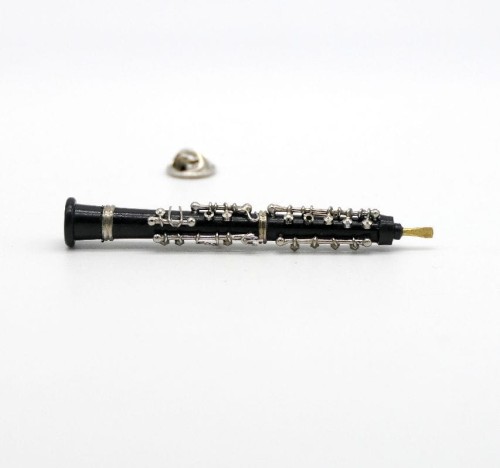 Przypinka obój - czarny miniaturowy instrument w pudełku prezentowym - wpinka 7,5 cm