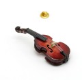 Przypinka kontrabas - złoty miniaturowy instrument w pudełku prezentowym - wpinka 7 cm