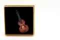 Przypinka kontrabas - złoty miniaturowy instrument w pudełku prezentowym - wpinka 7 cm