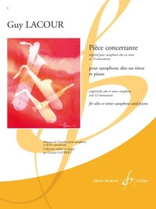 Guy Lacour: Piece Concertante pour saxophone alto ou tenor et piano - nuty na saksofon altowy lub tenorowy i fortepian