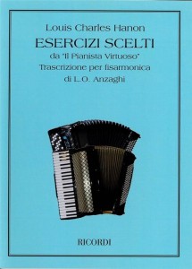 Louis Charles Hanon: Esercizi scelti da Il Pianista Virtuoso transcrizione per fisarmonica - Luigi Oreste Anzaghi - nuty na akordeon