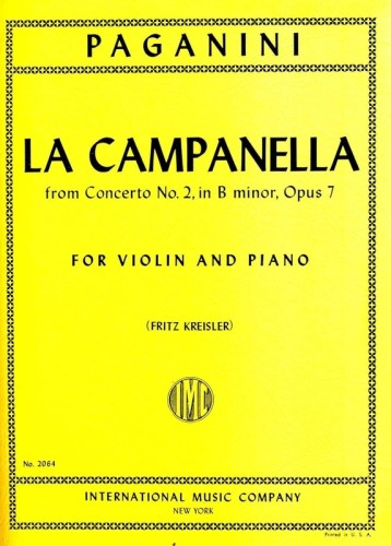 Niccolo Paganini: La Campanella op. 7 for Violin and Piano - Fritz Kreisler - nuty na skrzypce i fortepian