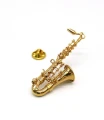 Przypinka saksofon - złoty miniaturowy instrument w pudełku prezentowym - wpinka 6 cm