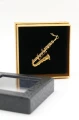 Przypinka saksofon - złoty miniaturowy instrument w pudełku prezentowym - wpinka 6 cm