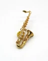 Przypinka saksofon - złoty miniaturowy instrument w pudełku prezentowym - wpinka 6 cm