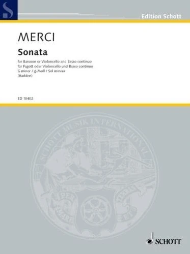 Luigi Merci: Sonata g-moll op. 3 nr 4 for Bassoon or Violoncello and Basso continuo - nuty na fagot lub wiolonczelę i fortepian