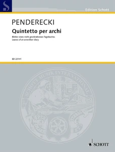 Krzysztof Penderecki: Quintetto per archi - Blatter eines nicht geschriebenen Tagebuches - Kartki z nienapisanego dziennika - nuty na kwintet smyczkowy