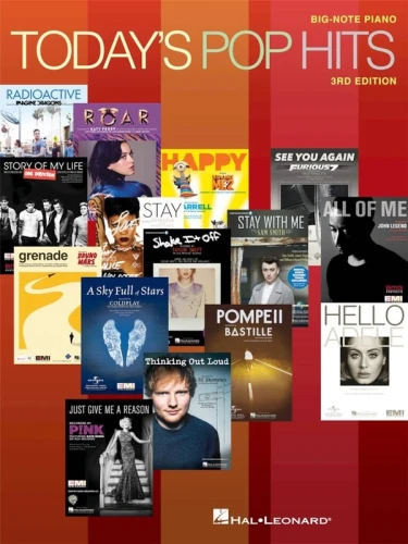 Today's Pop Hits (Big-Note Piano) - kolekcja 15 hitów - bardzo łatwe nuty na pianino dla początkujących