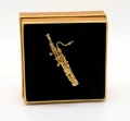 Przypinka fagot - złoty miniaturowy instrument w pudełku prezentowym - wpinka 6 cm