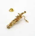 Przypinka fagot - złoty miniaturowy instrument w pudełku prezentowym - wpinka 6 cm