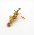 Przypinka fagot - złoty miniaturowy instrument w pudełku prezentowym - wpinka 6 cm