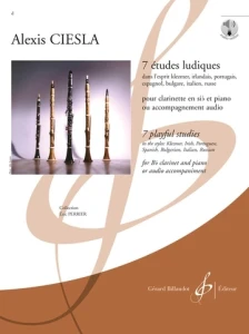 Alexis Ciesla: 7 Etudes Ludiques pour Clarinette en Sib et Piano (+ audio online) - nuty na klarnet i fortepian