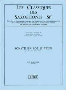 Georg Friedrich Handel: Sonate en Sol Mineur pour Saxophone Sib et Piano - Jean-Marie Londeix - Sonata g-moll HWV 368 - nuty na saksofon tenorowy i fortepian