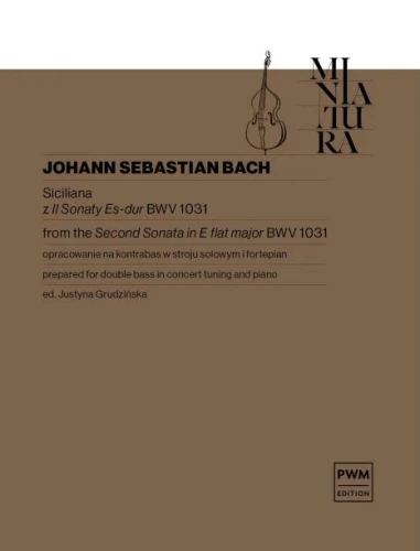 Jan Sebastian Bach: Siciliana z II Sonaty Es-dur BWV 1031 na kontrabas w stroju solowym i fortepian - nuty na kontrabas
