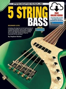Progressive 5 String Bass - Beginner Level - Stephan Richter (+ audio online) - szkoła gry na 5-strunowej gitarze basowej dla początkujących - tabulatury