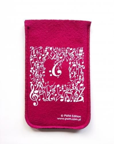 Etui filcowe różowe na telefon komórkowy z motywem nutowym - 10x15cm