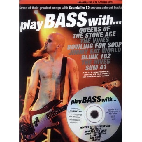 Play Bass with queens of the stone age, the Vines, Bowling for soup, Blink 182, Sum 41 - nuty na gitarę basową (+płyta CD)