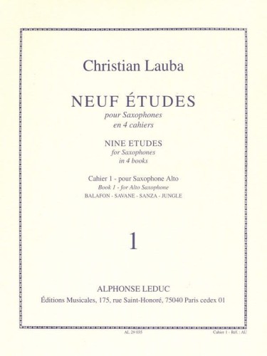 Christian Lauba: Neuf Etudes Pour Saxophones - Cahier 1 pour Saxophone Alto - ćwiczenia na saksofon altowy