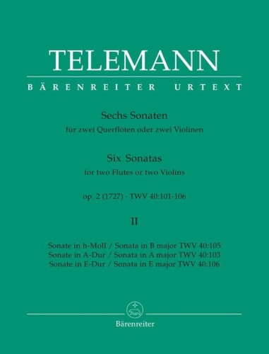 Georg Philippe Telemann: Six Sonatas for two Flutes or two Violins op. 2 TWV 40:103, 105, 106 - sonaty na dwa flety lub dwoje skrzypiec część 2