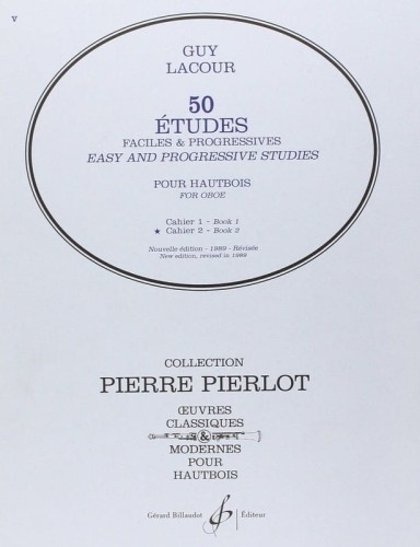 Guy Lacour: 50 Etudes Faciles et Progressives pour Hautbois Volume 2 - etiudy na obój dla początkujących