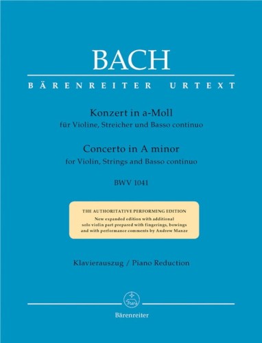 Jan Sebastian Bach: Concerto for Violin, Strings and Basso Continuo in A minor BWV 1041 - Koncert skrzypcowy a-moll Bacha - nuty na skrzypce z fortepianem