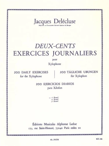 Jacques Delécluse: Deux-Cents Exercices Journaliers pour Xylophone Volume 1 - 200 codziennych ćwiczeń na ksylofon zeszyt 1