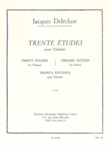 Jacques Delécluse: Trente Etudes pour Timbales Volume 1 - 30 etiud na kotły zeszy 1