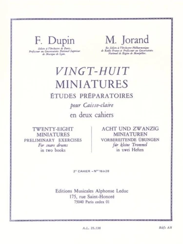 François Dupin, Marcel Jorand: Vingt-Huit Miniatures Etudes Preparatoires pour Caisse-claire Volume 2 - 28 miniatur na werbel zeszyt 2