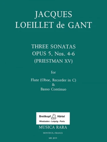 Jacques Loeillet: Six Sonatas op. 5 for Flute and Basso continuo Volume 2 - Trzy sonaty nr 4-6 - nuty na flet poprzeczny lub obój lub flet prosty lub skrzypce i fortepian