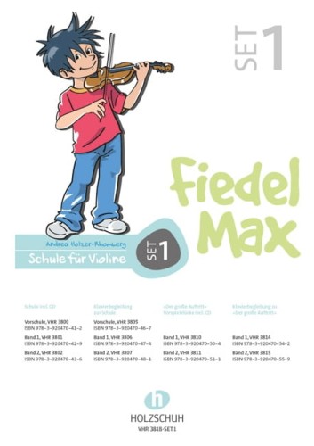 Andrea Holzer-Rhomberg: Fiedel-Max Violine Set 1 - Vorschule, Band 1, Band 2 - szkoła gry na skrzypcach - zestaw 1 (+ DVD)