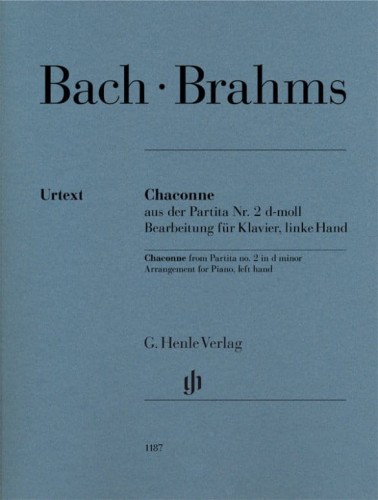 Jan Sebastian Bach, Johannes Brahms: Chaconne from Partita No. 2 in D Minor for Piano left hand; Ciaccona 5 część partity d-moll BWV 1004 - nuty na fortepian wersja na lewą rękę