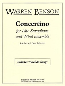 Warren Benson: Concertino for Alto Saxophone and Wind Ensemble - zawiera Aeolian Song - nuty na saksofon altowy z fortepianem