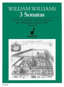 William Williams: 3 Sonatas for 2 Treble Recorders and Basso continuo - nuty na duet fletów prostych z fortepianem