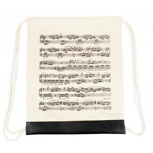 Muzyczny plecak worek materiałowy kremowy w nuty 44x37cm