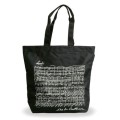Czarna torba z długimi uszami z fragmentem nut Beethovena foliowana od wewnątrz 40x43cm