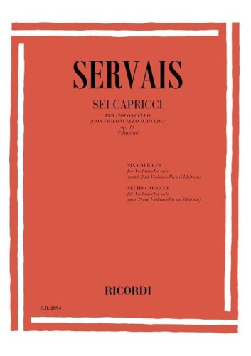 Adrien Francois Servais: Sei Capricci - 6 Caprices op. 11 for Violoncello - sześć kaprysów na wiolonczelę - druga wiolonczela ad libitum