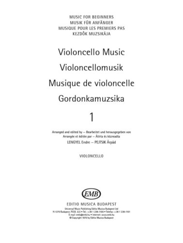 Violoncello Music for Beginners 1 - Endre Lengyel, Arpad Pejtsik - głos wiolonczeli