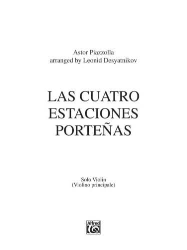 Astor Piazzolla: Las Cuatro Estaciones Portenas for Solo Violin and String Orchestra (Solo Violin Part) - nuty na skrzypce solo