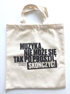 Beżowa torba bawełniana Muzyka nie może się tak po prostu skończyć 38x42x35cm krótkie uchwyty