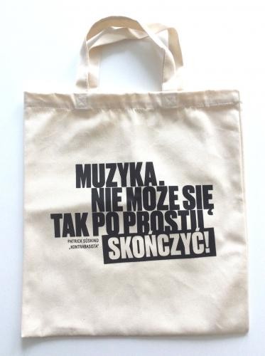 Beżowa torba bawełniana Muzyka nie może się tak po prostu skończyć 38x42x35cm krótkie uchwyty